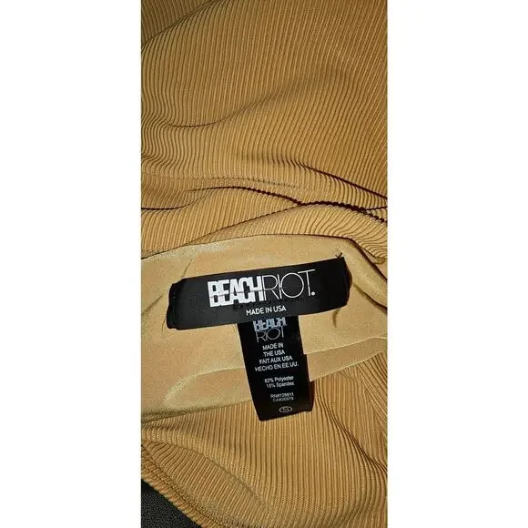 New Free People BEACH RIOT Ribbed Celine One Piece $148 SMALL Gold - Picture 5 of 5